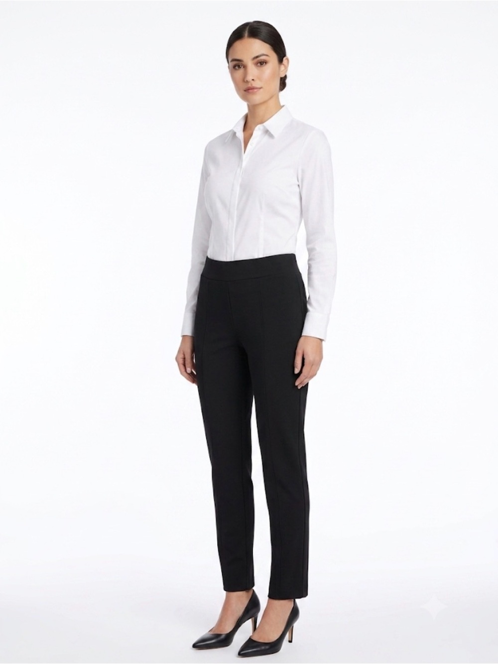 Alexander Jordan Pull On Dress Pants Black Stretch Straight Leg Size M
